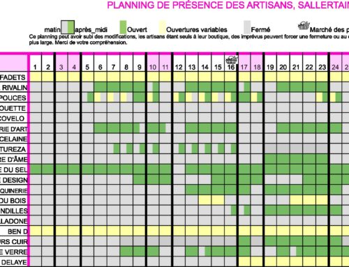 Planning d&rsquo;ouverture des artisans
